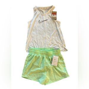 Nike White Tank Top and Green Shorts  brand new nwt girls large kids